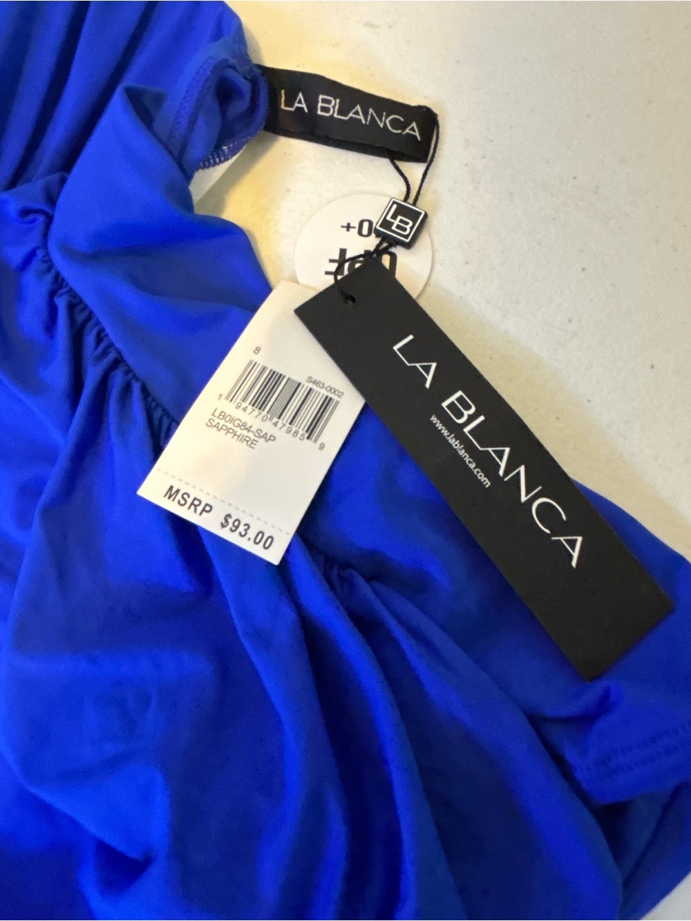 La Blanca Royal Blue Halter Tankini Top Swimsuit SPF 50 - Picture 2 of 6